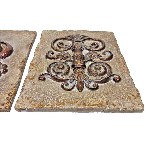 Southern Living at Home Decorative Stone Wall Plaques Fleur De Lis Tile 3 Pcs - Picture 6 of 9